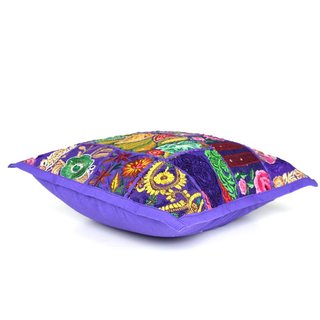 Sierkussen paars patchwork