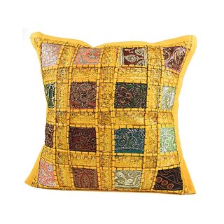 Geel glitterdraad kussen