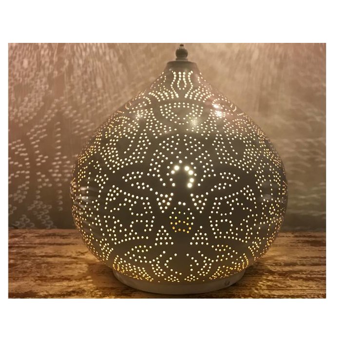 Witte filigrain tafellamp oosters