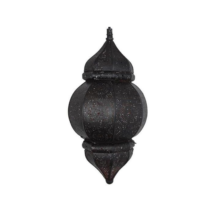 Klein oosters aladdin hanglampje zwart met koperen binnenkant