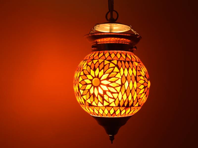 tragedie Doe het niet Amazon Jungle Oosterse hanglamp mozaïek rood oranje ruit - Merel in Wonderland
