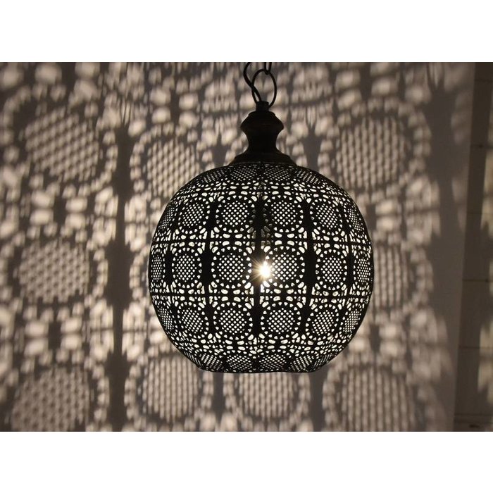 Oosterse hanglamp bruin goud bollamp