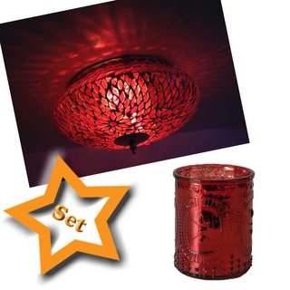 Rode plafonniere en waxinelicht set