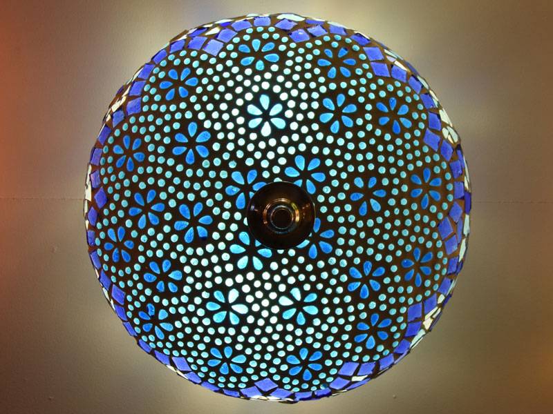 Turquoise bloemen plafonniere