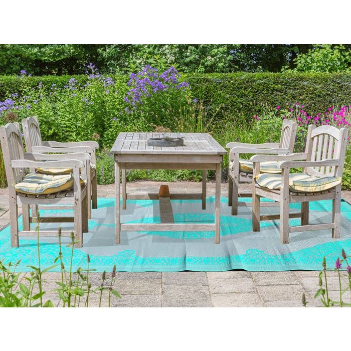 Wonder Rugs Plastic buitenkleed grijs turquoise arabisch