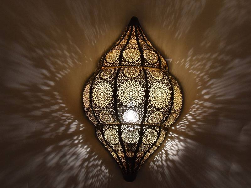 wenselijk informeel vooroordeel Marokkaanse wandlamp mat zwart met goud - Merel in Wonderland