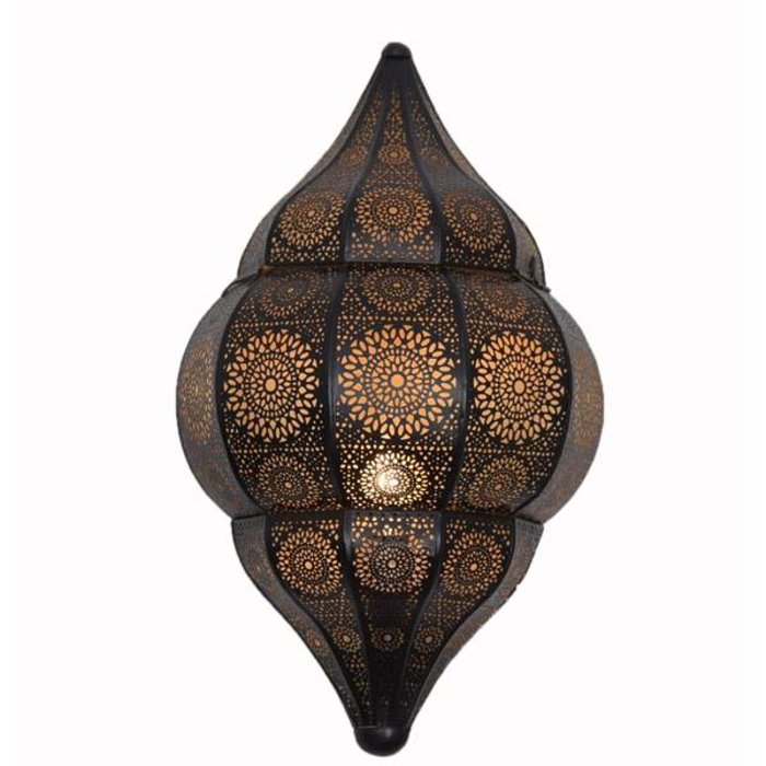 cultuur Spookachtig wastafel Zwart koperen Marokkaanse wandlamp - Merel in Wonderland