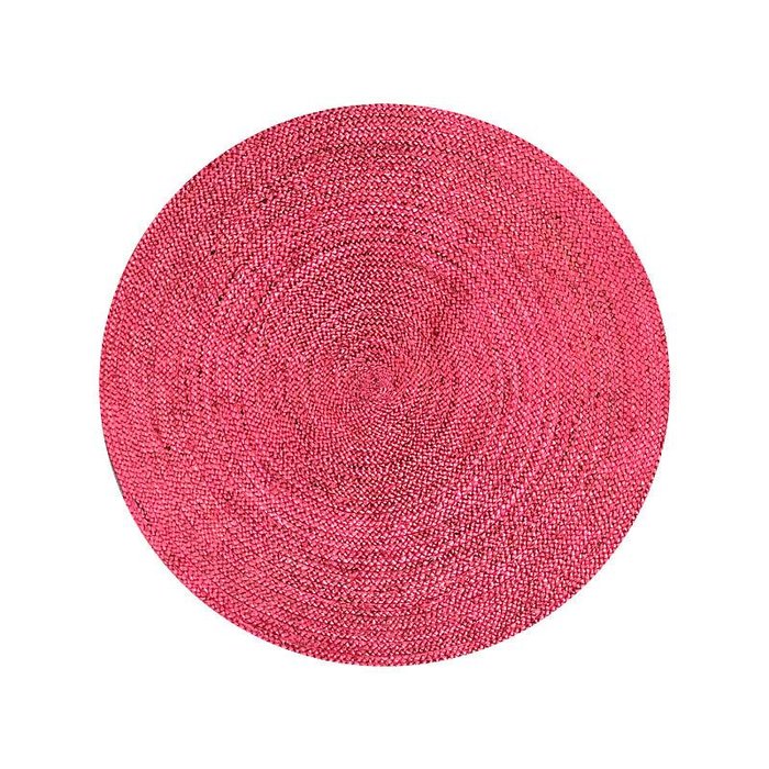 Zacht roze jute rond vloerkleed