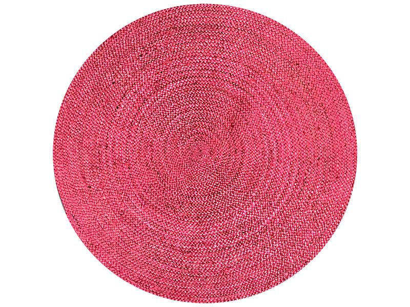 Zacht roze jute rond vloerkleed