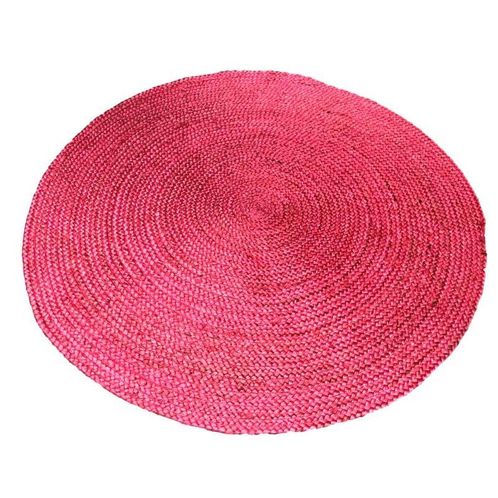 Zacht roze jute rond vloerkleed