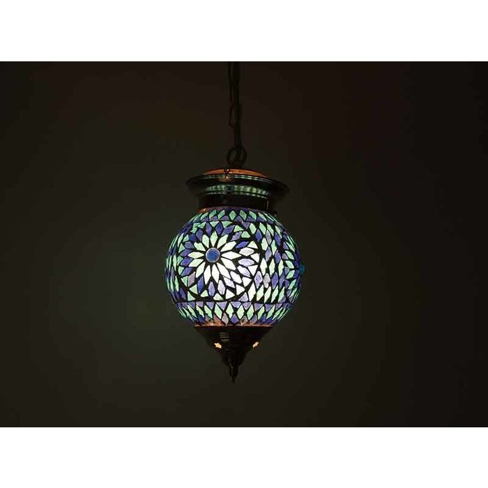 Oosterse hanglamp mozaïek blauw wit turkish design