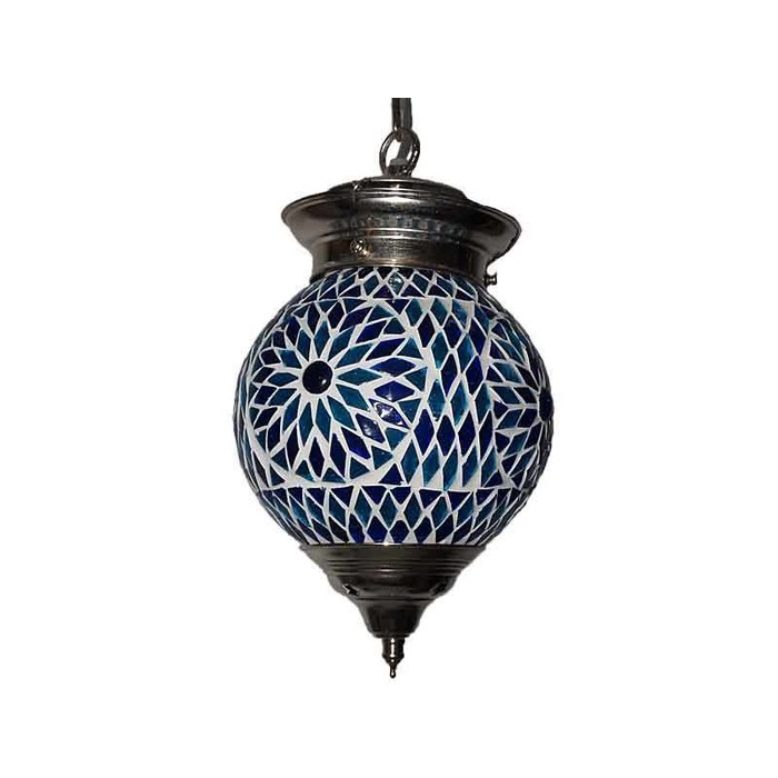 Oosterse hanglamp mozaïek blauw wit turkish design