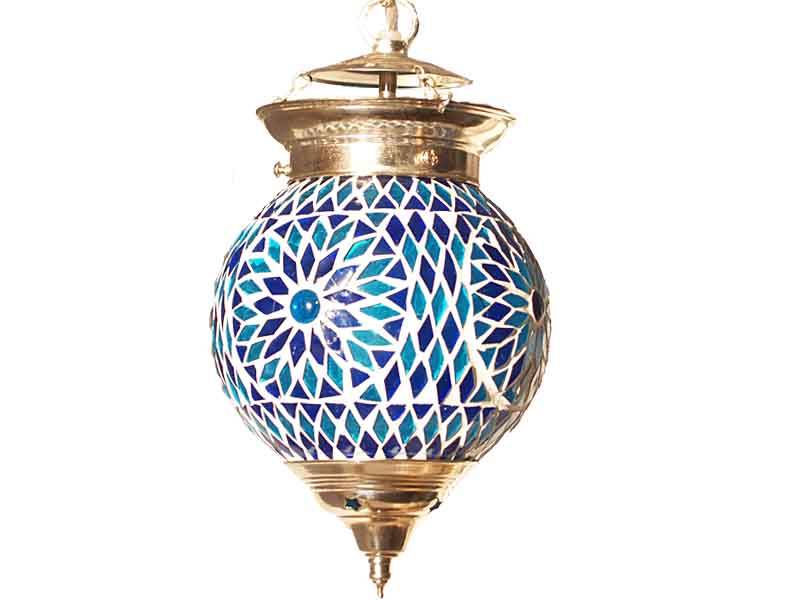 Oosterse hanglamp mozaïek blauw wit turkish design