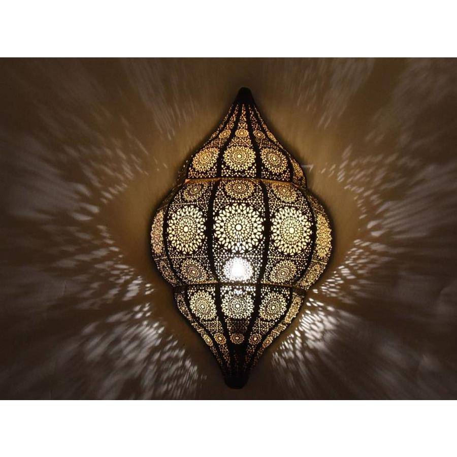 Gouden oosterse wandlamp met magisch licht Merel in