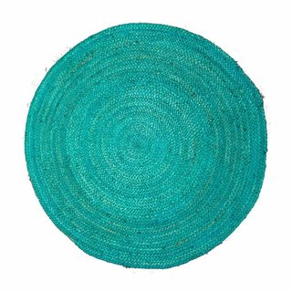 Turquoise jute vloerkleed