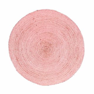 Roze jute rond vloerkleed