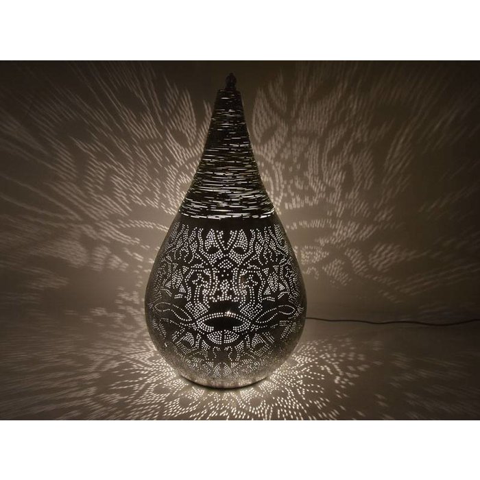 Oosterse tafellamp filigrain zilver