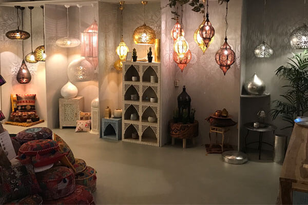 Winkel met collectie oosterse lampen woondecoratie - in