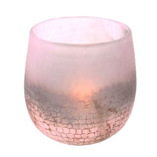 Waxinelicht roze parelmoer glas