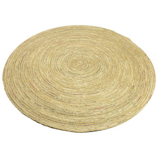 Rond jute vloerkleed gevlochten wol