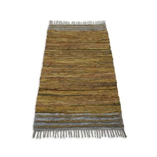 Vloerkleed beige leer met jute