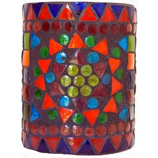 Waxinelichthouder grijs multi color