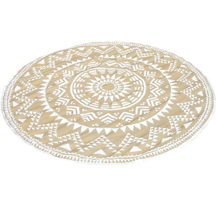 Wonder Rugs Rond wit gouden tuintapijt