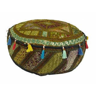 Oosterse poef patchwork groen