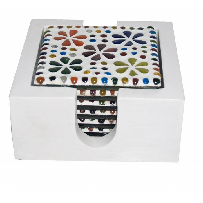 Onderzetters mozaiek multicolor bloemetjes