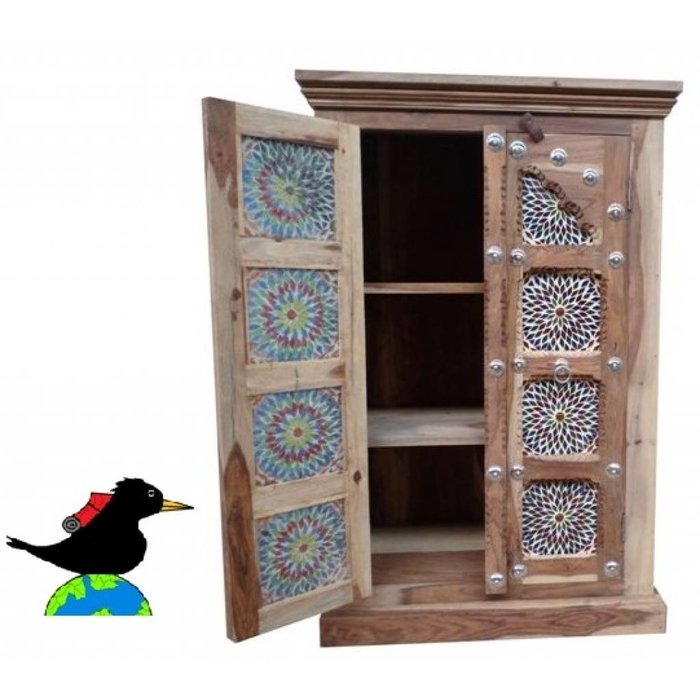 Oosters kastje multi color mozaiek met zilverbeslag