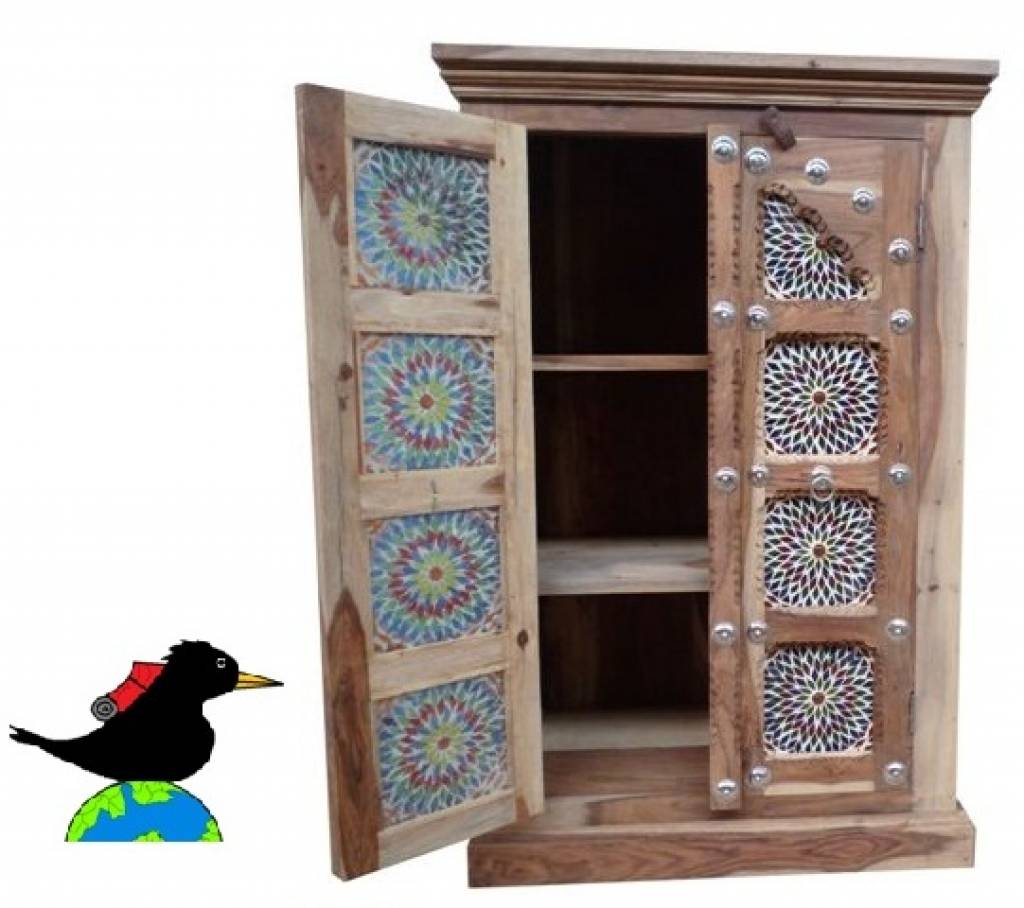 Oosters kastje multi color mozaiek met zilverbeslag