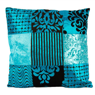 Sierkussen turquoise patchwork