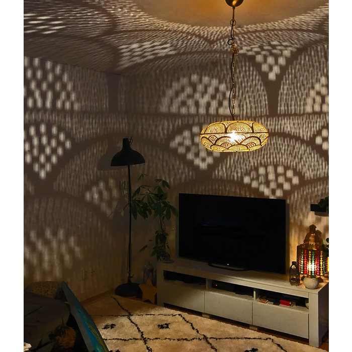 Filigrain ronde hanglamp met goud