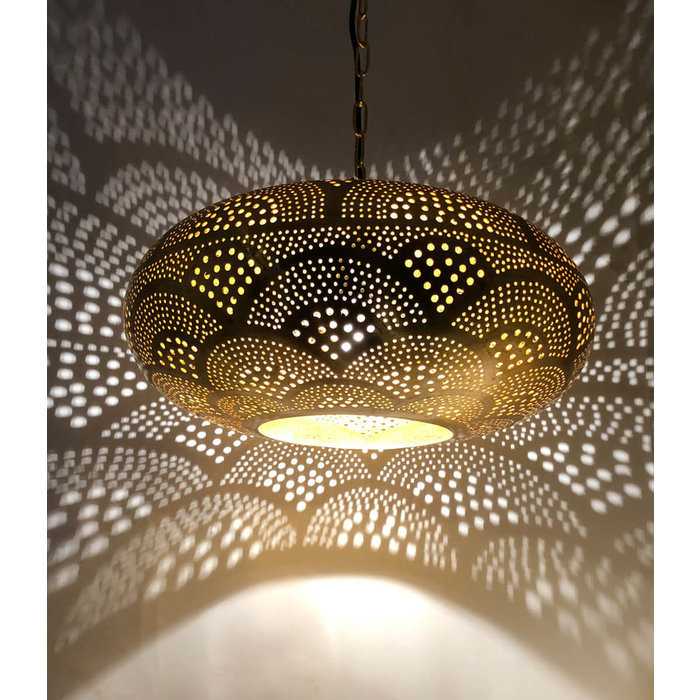 Filigrain ronde hanglamp met goud
