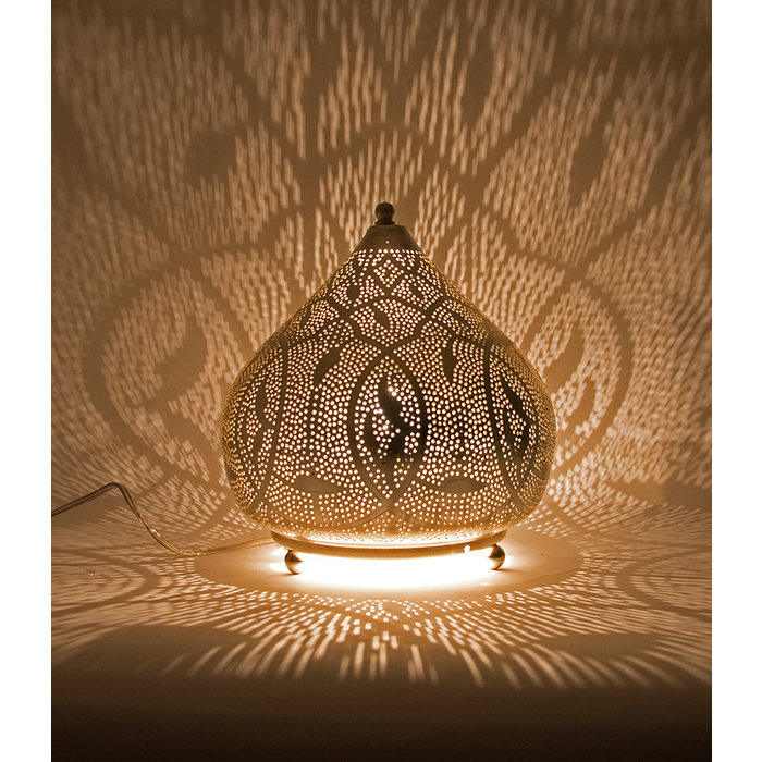 Wit met gouden oosterse tafellamp