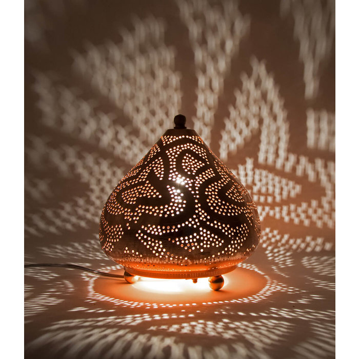 Koperen filigrain tafellamp egyptisch