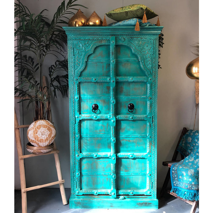 Turquoise bohemian kast