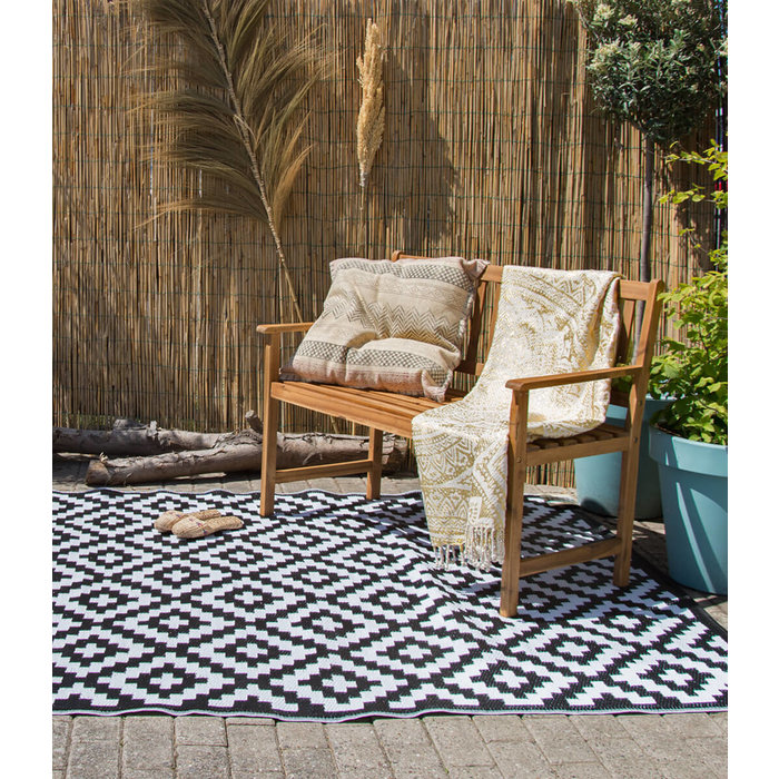 Wonder Rugs Buitencarpet zwart wit extra dik