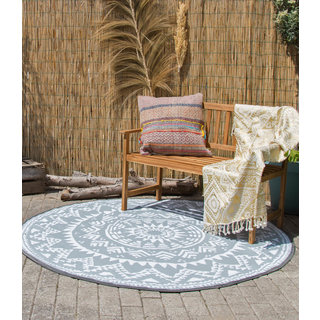 Rond grijs buitenkleed