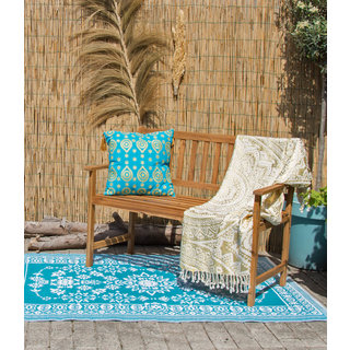 Wonder Rugs Turquoise / wit buitenkleed