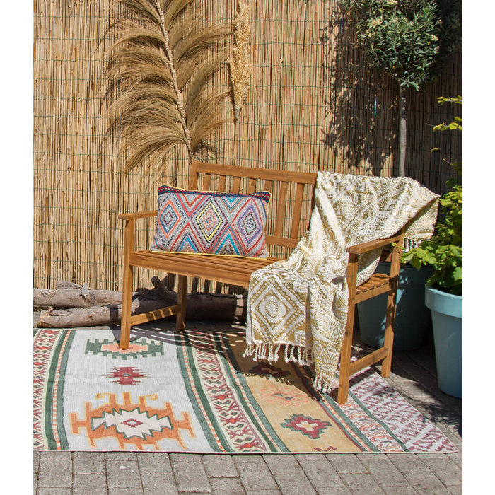 Wonder Rugs Beige kelim buitenkleed van stof