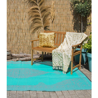 Wonder Rugs Plastic buitenkleed grijs turquoise