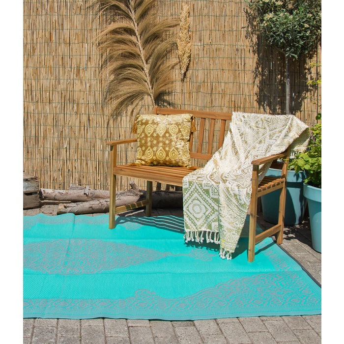 Wonder Rugs Plastic buitenkleed grijs turquoise arabisch