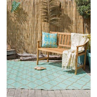 Wonder Rugs Turquoise met goud buitenvloerkleed
