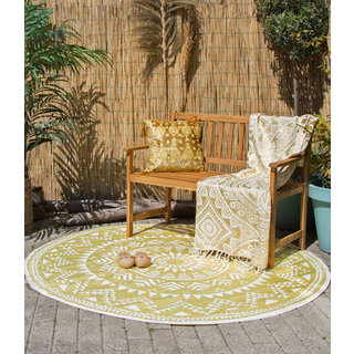 Wonder Rugs Rond wit gouden tuintapijt