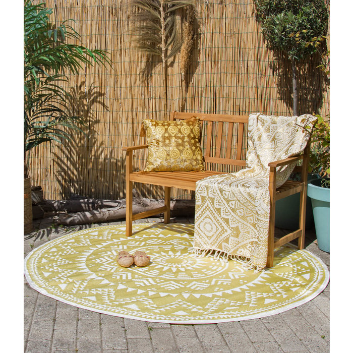 Wonder Rugs Rond wit gouden tuintapijt