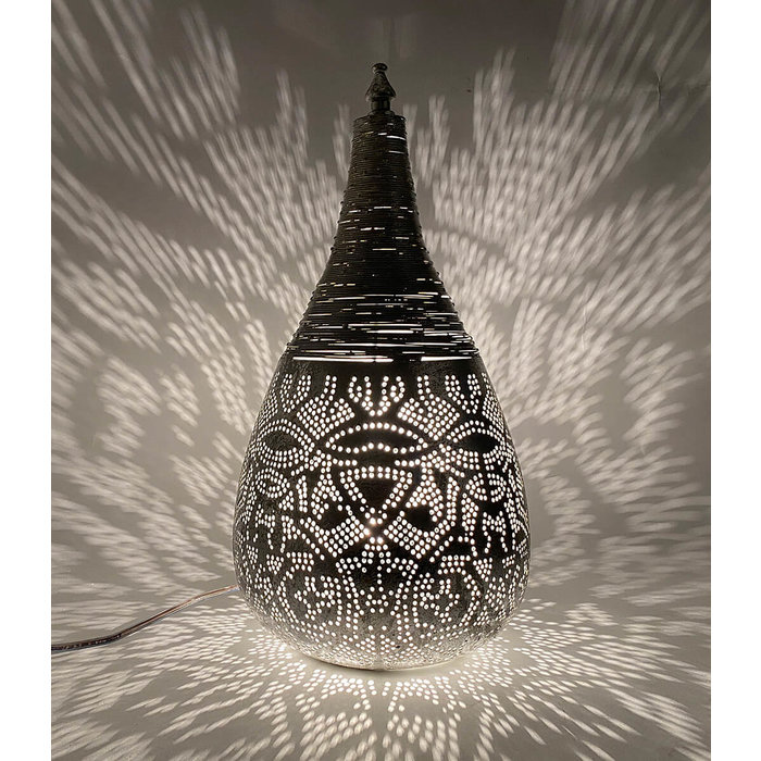 Oosterse tafellamp filigrain zilver