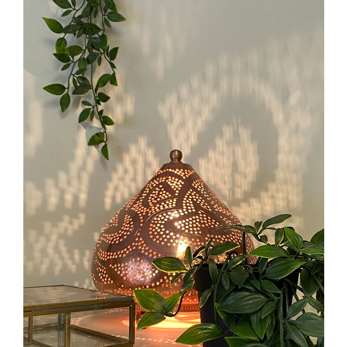Koperen filigrain tafellamp egyptisch