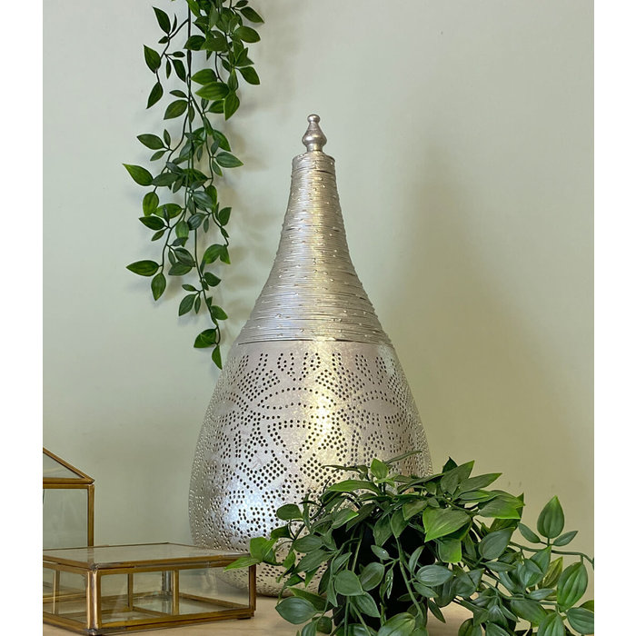 Oosterse tafellamp filigrain zilver