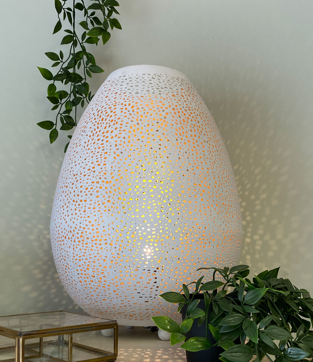 Filigrain tafellamp wit goud Arabische stijl